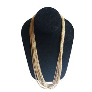 Gorgeous Vintage Multi Strand Gold Tone Necklace Estate Jewelry